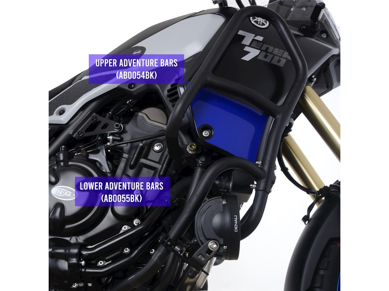 Protections latérales supérieure marque R&G RACING noir Yamaha Tenere 700