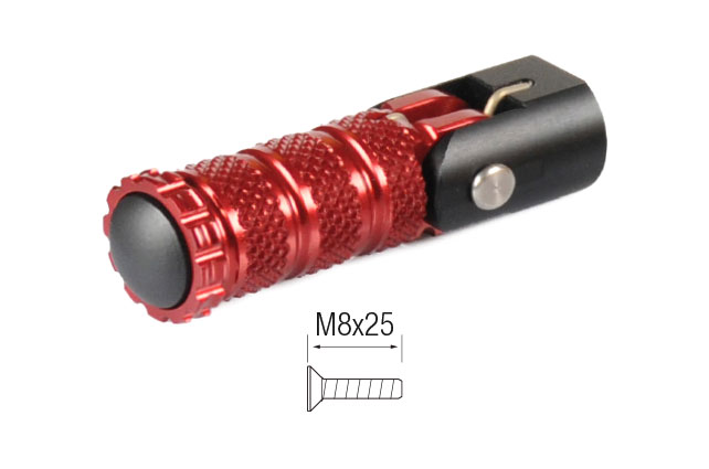 Repose-pieds repliables marque Lightech M8X25 rouge