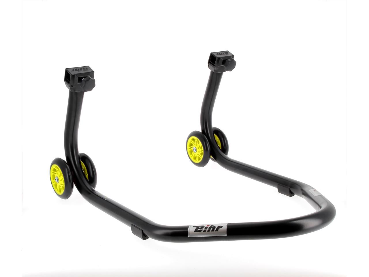 Béquille arrière marque Bihr Home Track supports en "V" couleur noir mat roues jaune