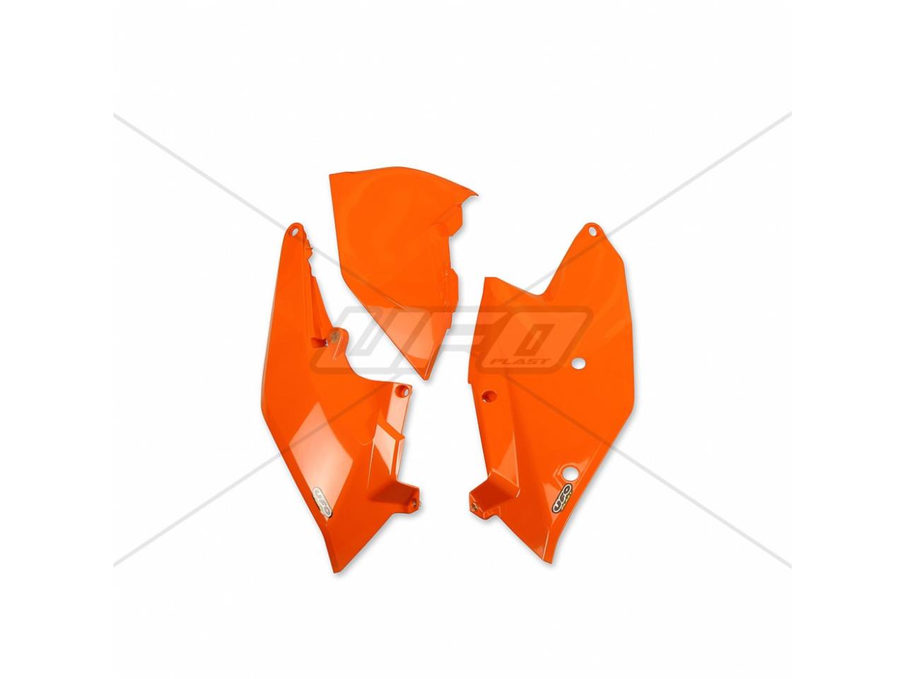 Plaques latérales + cache boîte à air marque UFO orange KTM SX125/150 & SX-F