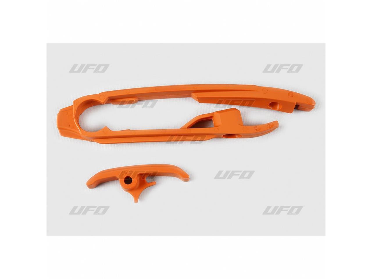 Kit patin de bras oscillant + patin de chaîne inférieur marque UFO orange KTM