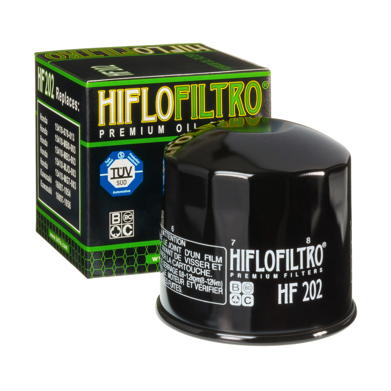 Filtre à huile HF202 marque Hiflofiltro | Compatible Moto HONDA, KAWASAKI