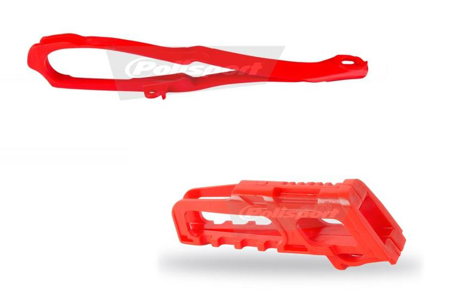 Kit guide chaîne + patin de bras oscillant marque POLISPORT rouge