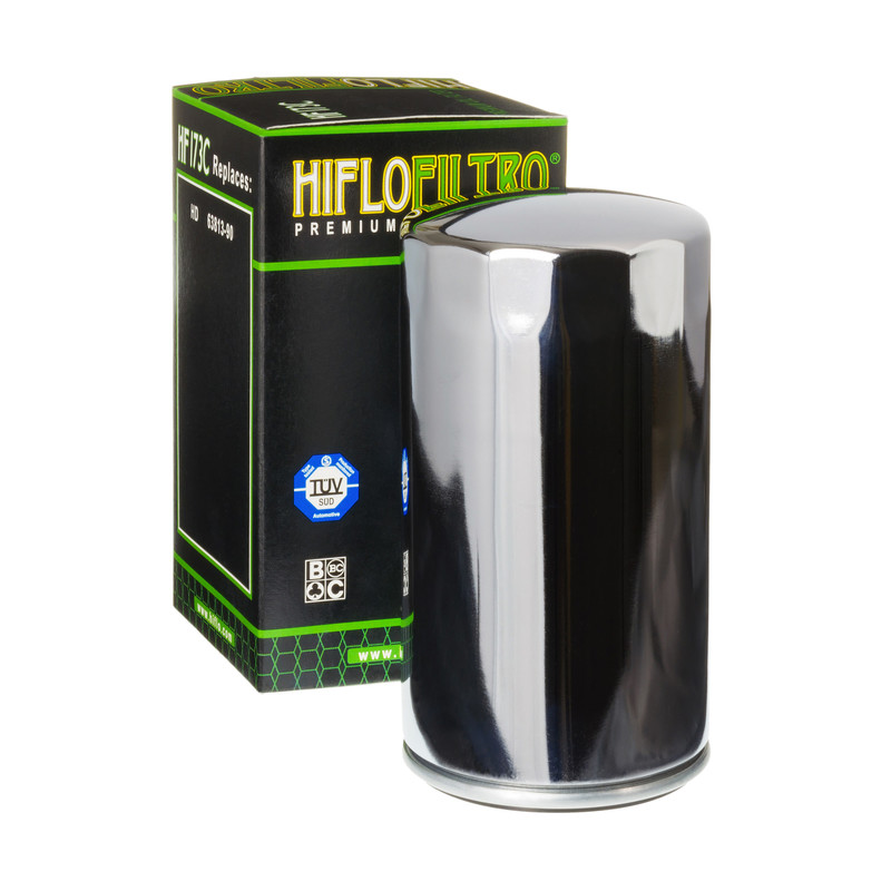 Filtre à huile Chromé HF173C marque Hiflofiltro | Compatible HARLEY DAVIDSON