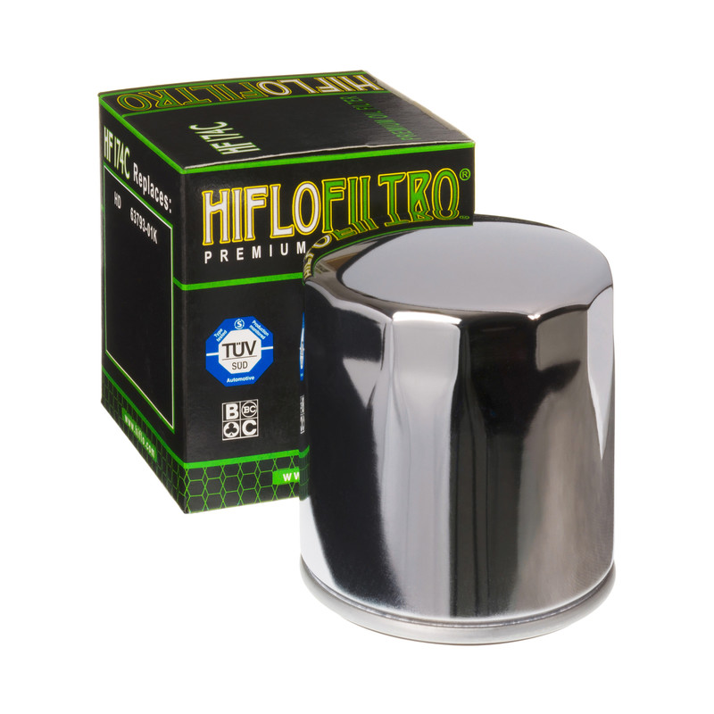 Filtre à huile Chromé HF174C marque Hiflofiltro | Compatible HARLEY DAVIDSON
