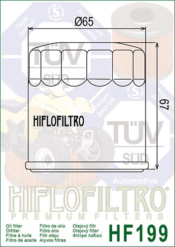 Filtre à huile HF199 de marque Hiflofiltro | Compatible INDIAN, POLARIS