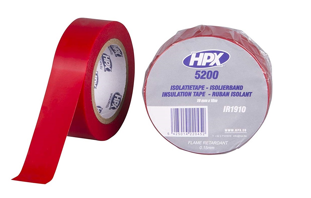 Ruban adhésif isolant HPX couleur rouge 19mm x 10m