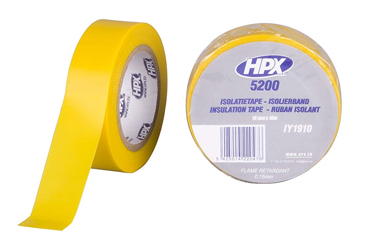 Ruban adhésif isolant HPX couleur jaune 19mm x 10m