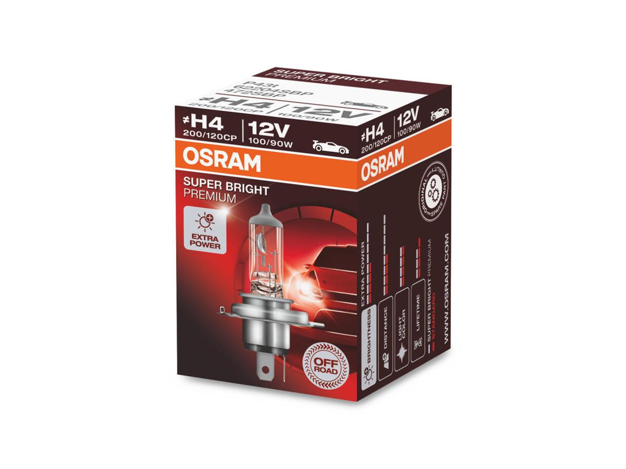 Ampoule Osram Super Bright Premium H4 12V/100/80W